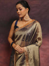 Banarasee Handwoven Tissue Saree Zari Buti With Lace-Blue