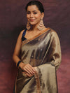 Banarasee Handwoven Tissue Saree Zari Buti With Lace-Blue