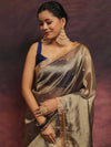 Banarasee Handwoven Tissue Saree Zari Buti With Lace-Blue