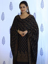 Banarasee Cotton Silk Salwar Kameez Fabric With Dupatta Set & Resham Work-Black