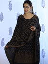 Banarasee Cotton Silk Salwar Kameez Fabric With Dupatta Set & Resham Work-Black