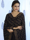 Banarasee Cotton Silk Salwar Kameez Fabric With Dupatta Set & Resham Work-Black