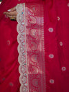 Banarasee Handloom Semi Silk Saree With Zari Buti Design & Lace Border-Fuchsia Pink