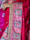 Banarasee Handloom Mashru Silk Saree With Resham & Zari Embroidery-Fuchsia Pink