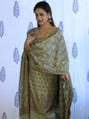Banarasee Cotton Silk Salwar Kameez Fabric With Dupatta Set & Resham Work-Grey