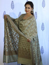 Banarasee Cotton Silk Salwar Kameez Fabric With Dupatta Set & Resham Work-Grey