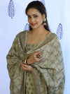 Banarasee Cotton Silk Salwar Kameez Fabric With Dupatta Set & Resham Work-Grey