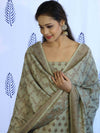 Banarasee Cotton Silk Salwar Kameez Fabric With Dupatta Set & Resham Work-Grey