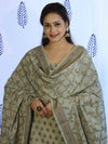Banarasee Cotton Silk Salwar Kameez Fabric With Dupatta Set & Resham Work-Grey