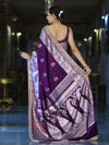 Banarasee Handloom Mashru Silk Saree With Resham & Zari Embroidery-Violet