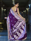 Banarasee Handloom Mashru Silk Saree With Resham & Zari Embroidery-Violet