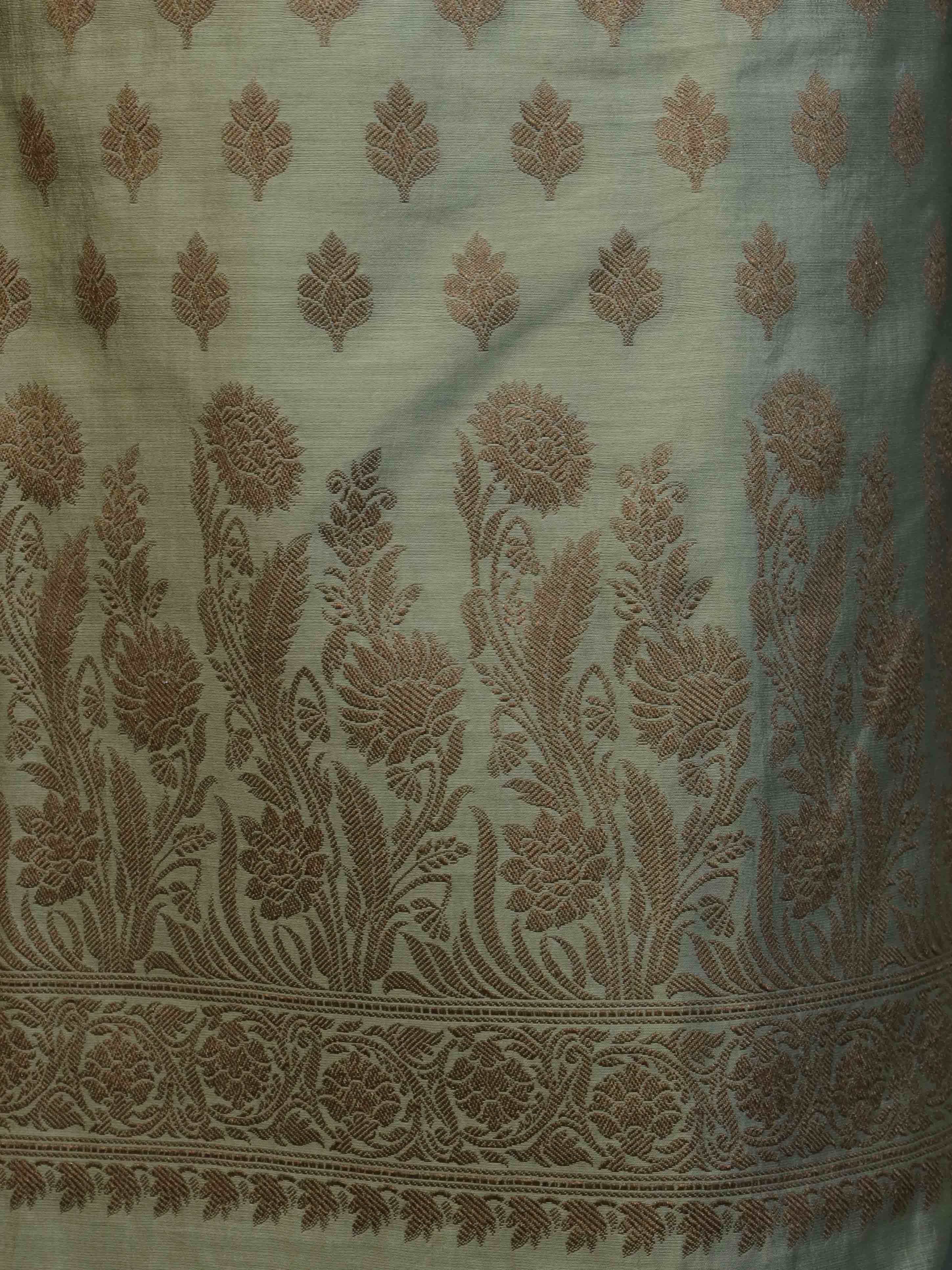 Banarasee Cotton Silk Salwar Kameez Fabric With Dupatta Set & Resham Work-Grey