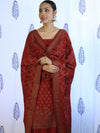 Banarasee Cotton Silk Salwar Kameez Fabric With Dupatta Set & Resham Work-Maroon