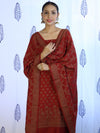 Banarasee Cotton Silk Salwar Kameez Fabric With Dupatta Set & Resham Work-Maroon