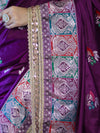 Banarasee Handloom Mashru Silk Saree With Resham & Zari Embroidery-Violet