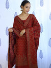 Banarasee Cotton Silk Salwar Kameez Fabric With Dupatta Set & Resham Work-Maroon