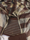 Banarasee Cotton Silk Stripe Pattern Salwar Kameez Fabric With Dupatta Set-Brown