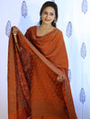 Banarasee Cotton Silk Salwar Kameez Fabric With Dupatta Set & Resham Work-Orange