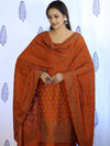 Banarasee Cotton Silk Salwar Kameez Fabric With Dupatta Set & Resham Work-Orange