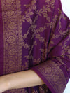 Banarasee Cotton Silk Salwar Kameez Fabric With Dupatta Set & Resham Work-Violet