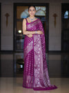 Banarasee Handwoven Georgette Saree With Zari Work & Border-Purple