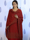 Banarasee Cotton Silk Salwar Kameez Fabric With Dupatta Set & Resham Work-Red