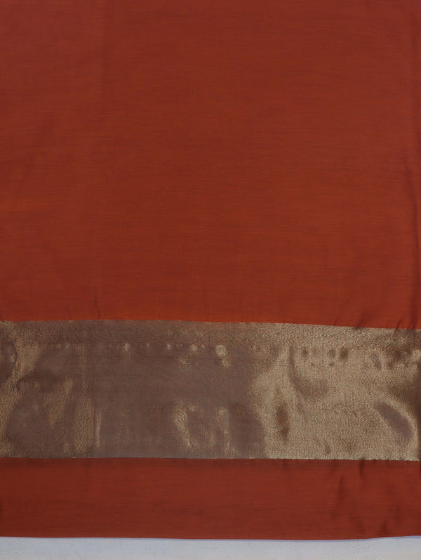 Banarasee Cotton Silk Stripe Pattern Salwar Kameez Fabric With Dupatta Set-Rust