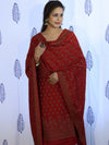 Banarasee Cotton Silk Salwar Kameez Fabric With Dupatta Set & Resham Work-Red