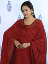 Banarasee Cotton Silk Salwar Kameez Fabric With Dupatta Set & Resham Work-Red