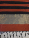 Banarasee Cotton Silk Stripe Pattern Salwar Kameez Fabric With Dupatta Set-Rust