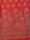 Banarasee Cotton Silk Salwar Kameez Fabric With Dupatta Set & Resham Work-Red