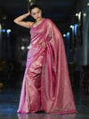 Banarasee Soft Tissue Saree With Hand Embroidered Mirror Work & Zari Stripes Design-Light Pink