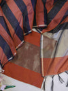 Banarasee Cotton Silk Stripe Pattern Salwar Kameez Fabric With Dupatta Set-Rust