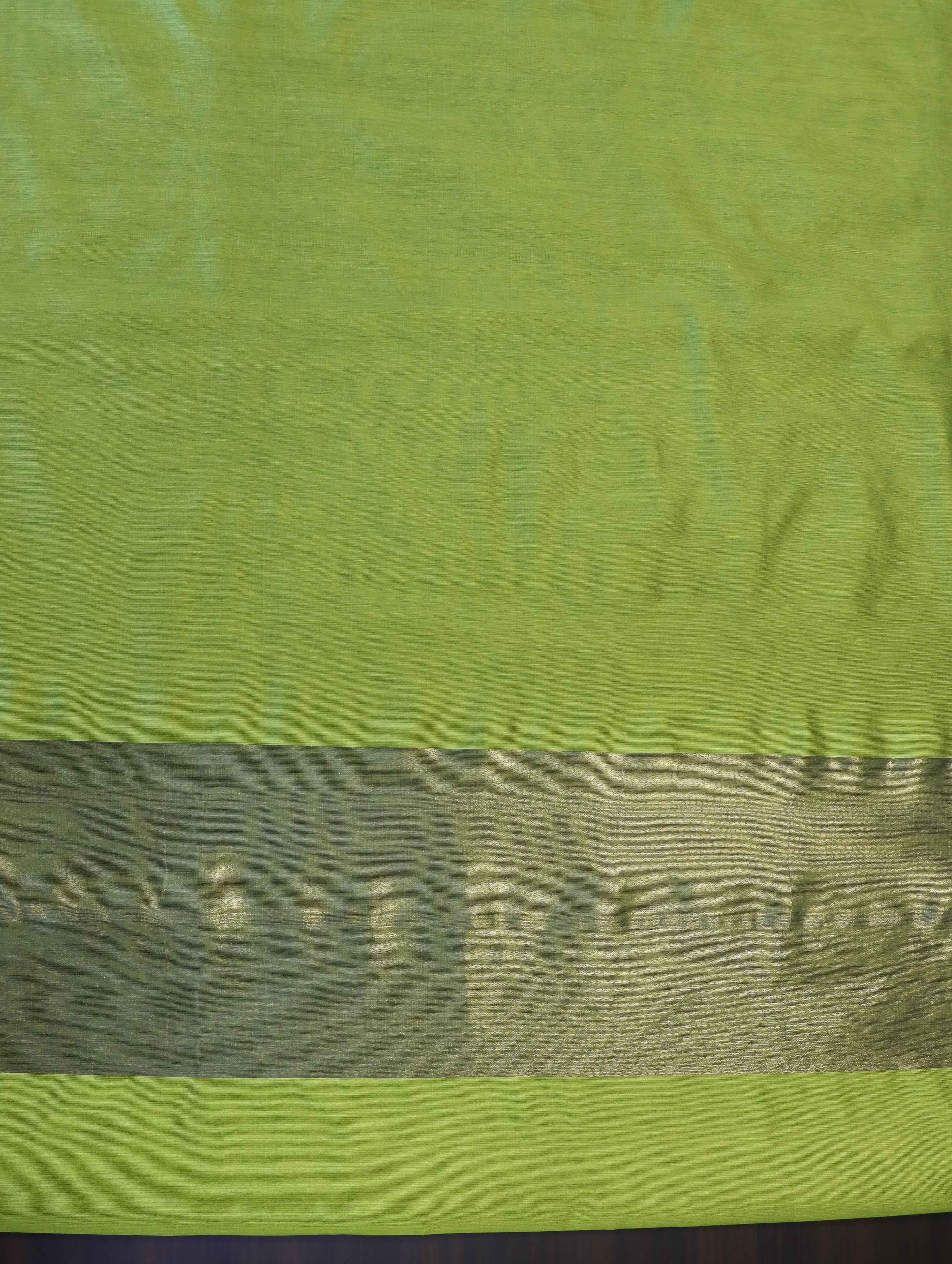 Banarasee Cotton Silk Stripe Pattern Salwar Kameez Fabric With Dupatta Set-Lime Green