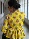 Pure Cotton Handblock Printed Blouse-Yellow