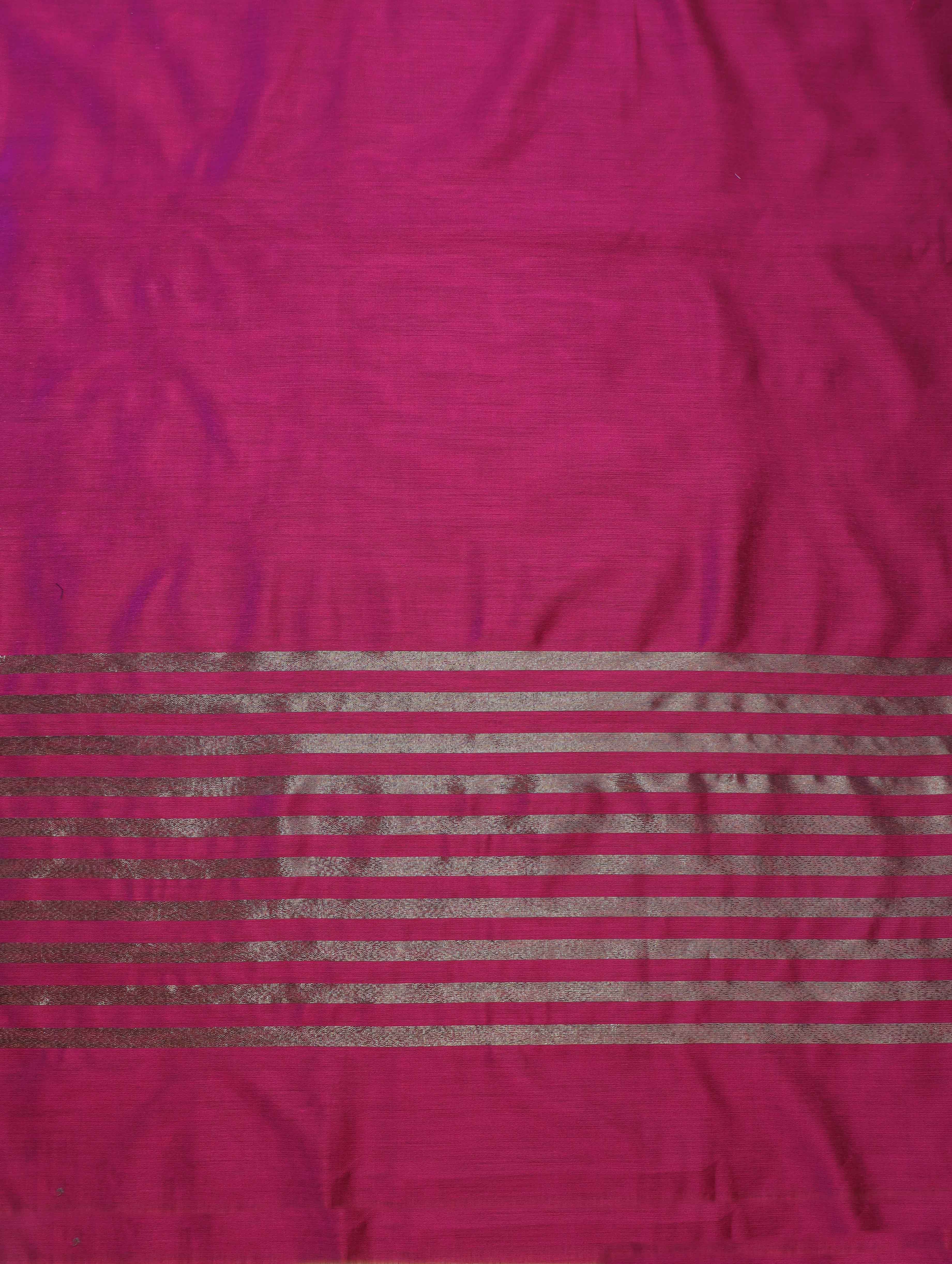 Banarasee Cotton Silk Stripe Pattern Salwar Kameez Fabric With Dupatta Set-Magenta