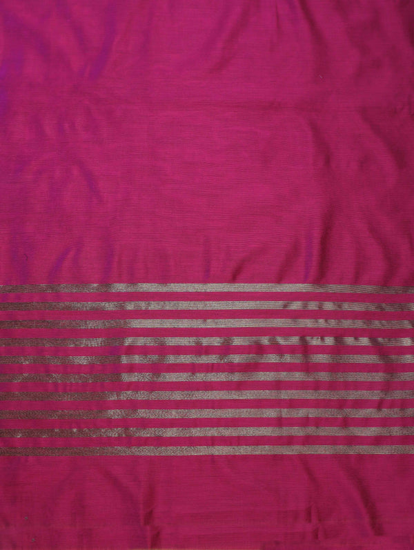 Banarasee Cotton Silk Stripe Pattern Salwar Kameez Fabric With Dupatta Set-Magenta