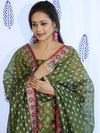 Banarasee Cotton Silk Salwar Kameez Fabric With Dupatta Set & Resham Work-Green