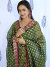 Banarasee Cotton Silk Salwar Kameez Fabric With Dupatta Set & Resham Work-Green