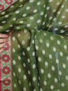 Banarasee Cotton Silk Salwar Kameez Fabric With Dupatta Set & Resham Work-Green