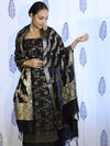 Banarasee Salwar Kameez Semi Katan Silk Fabric With Dupatta-Black