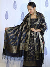 Banarasee Salwar Kameez Semi Katan Silk Fabric With Dupatta-Black