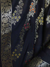 Banarasee Salwar Kameez Semi Katan Silk Fabric With Dupatta-Black