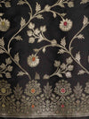 Banarasee Salwar Kameez Semi Katan Silk Fabric With Dupatta-Black