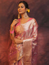 Banarasee Handwoven Zari Border Design Tissue Saree-Pink