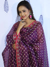 Banarasee Cotton Silk Salwar Kameez Fabric With Dupatta Set & Resham Work-Violet