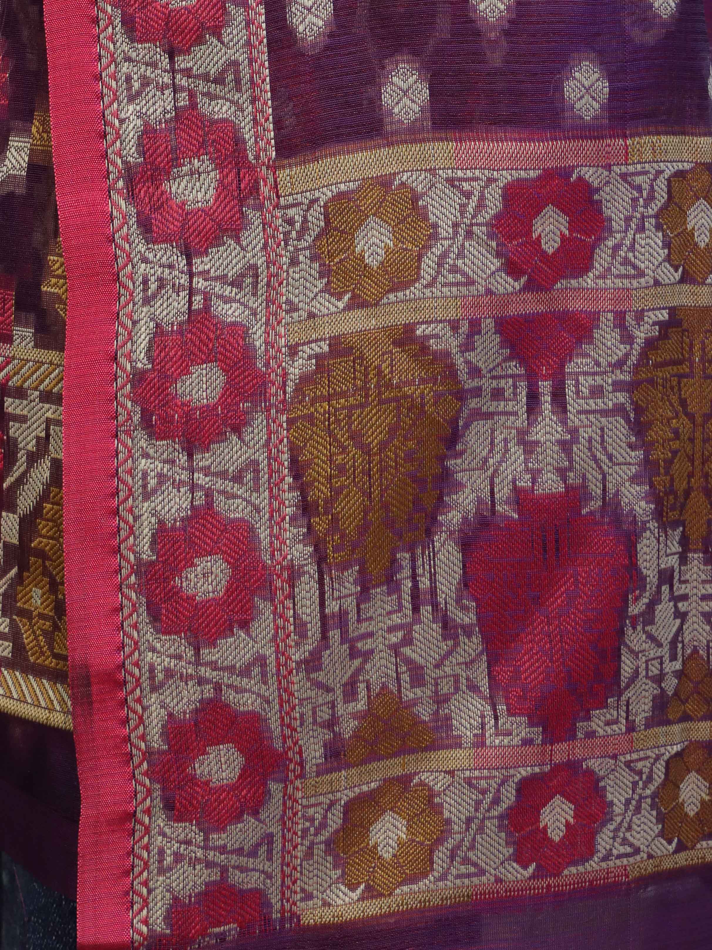 Banarasee Cotton Silk Salwar Kameez Fabric With Dupatta Set & Resham Work-Violet