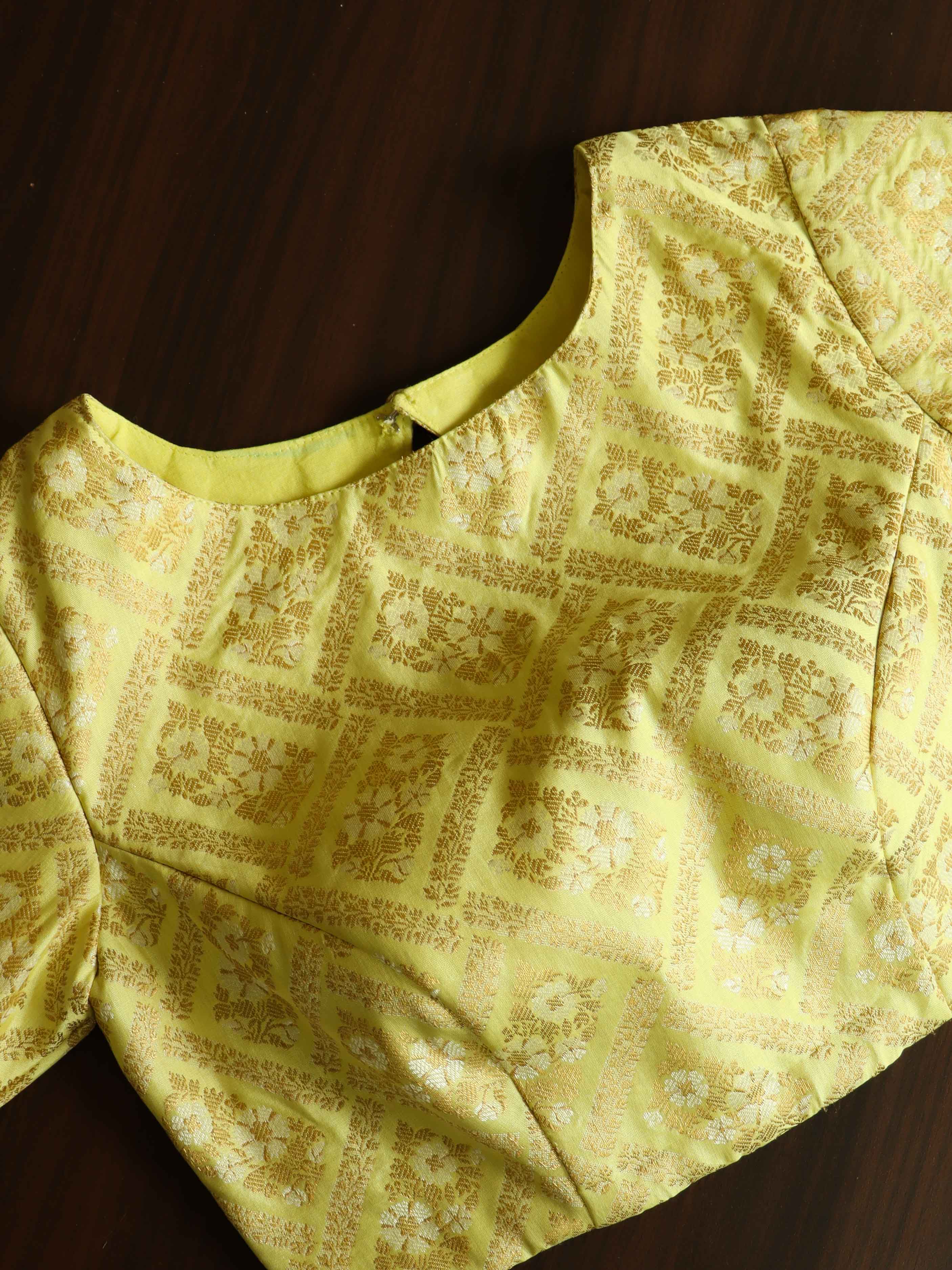 Banarasee Art Silk Fabric Blouse-Yellow