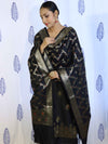 Banarasee Salwar Kameez Semi Katan Silk Fabric With Dupatta-Black