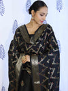 Banarasee Salwar Kameez Semi Katan Silk Fabric With Dupatta-Black